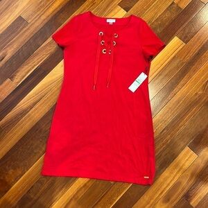 ⭐️ New Calvin Klein Knit T Shirt Dress Red Size Large